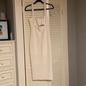 White bec and bridge cut out front dress